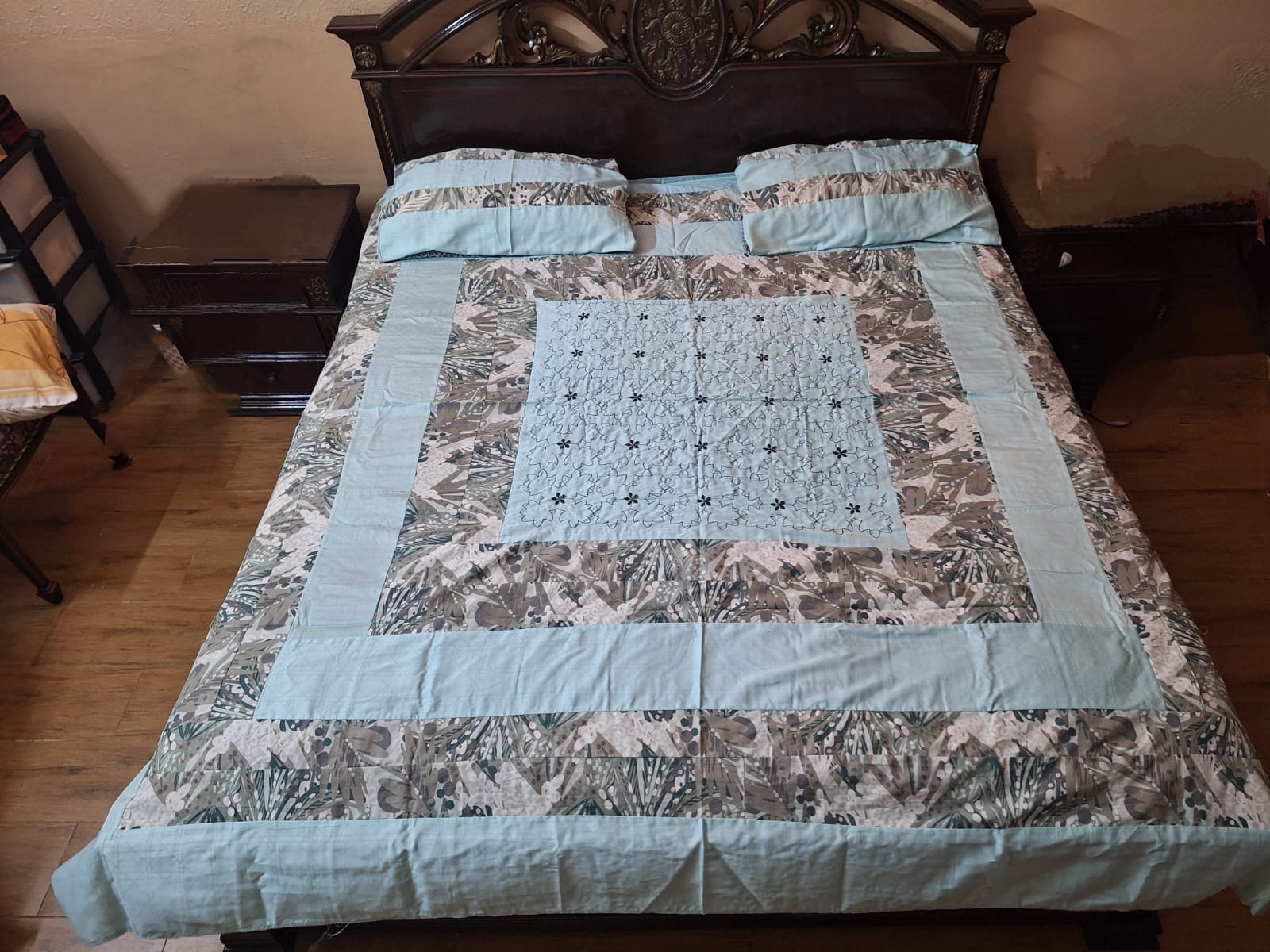 Sky Blue Cotton King Size Bedsheet